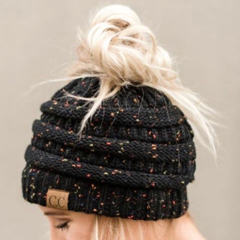 Beanie Messy Bun High Ponytail Hat Hair Accessory - Picture 6 of 7